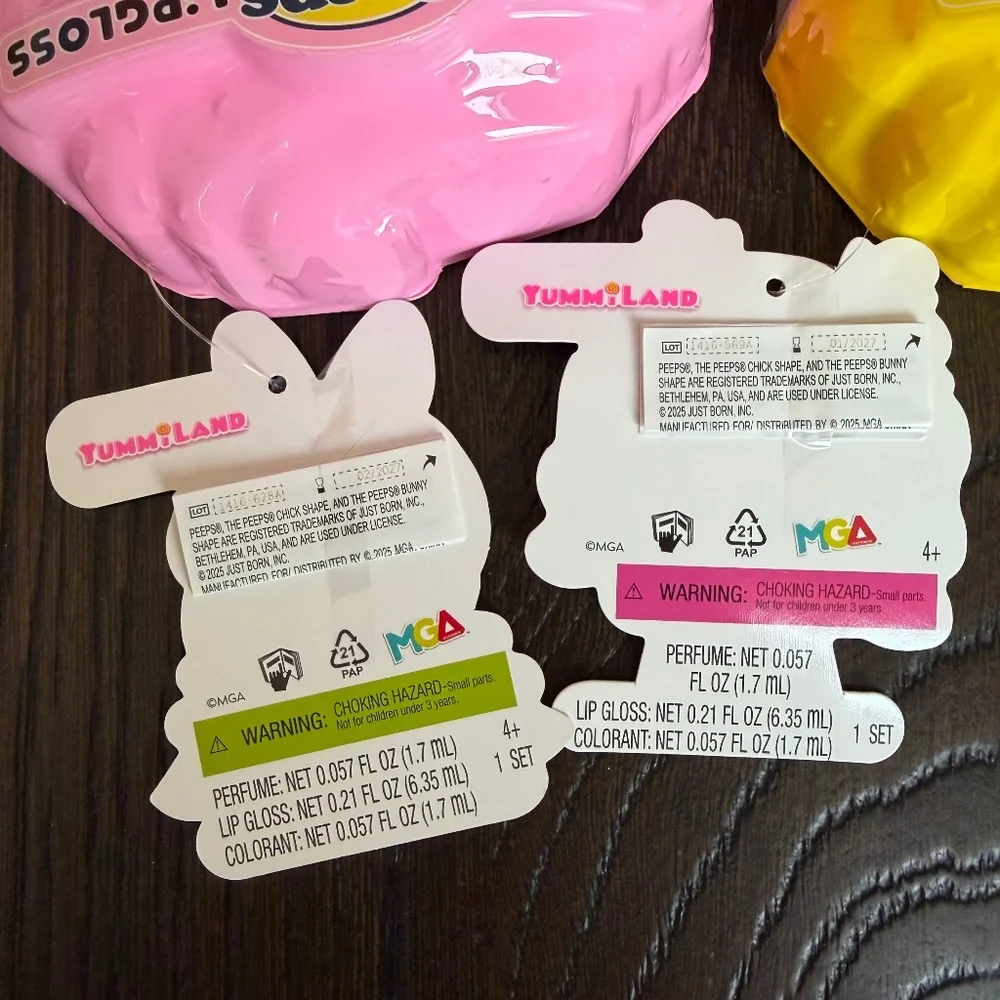 NEW 2 PEEPS X YUMMILAND Easter Scented Dolls MADDIE & GOLDIE MALLOWS Lipgloss
